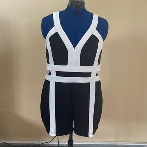 A black and white romper from fashion nova size 2XXL